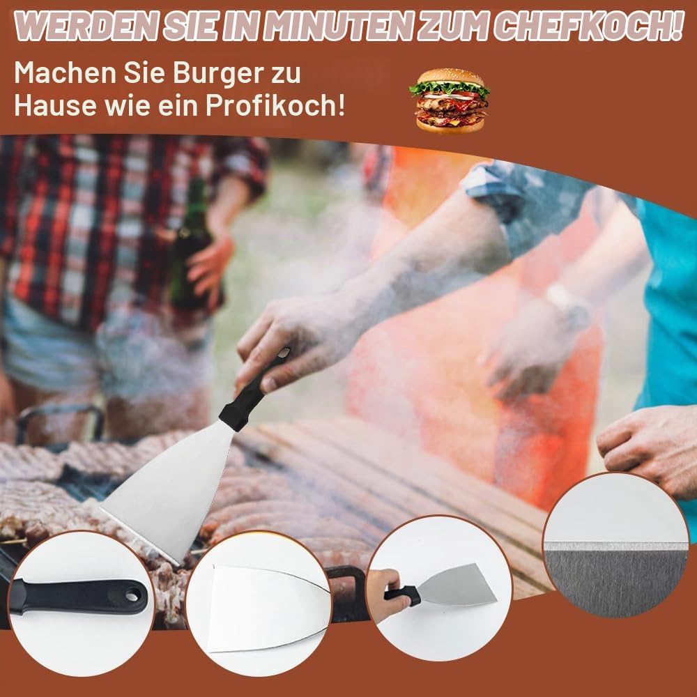 Burger Smasher Set, Edelstahl Burger Smasher Set, Professionelles Burger Smasher Set, 4-TLG mit 1x B