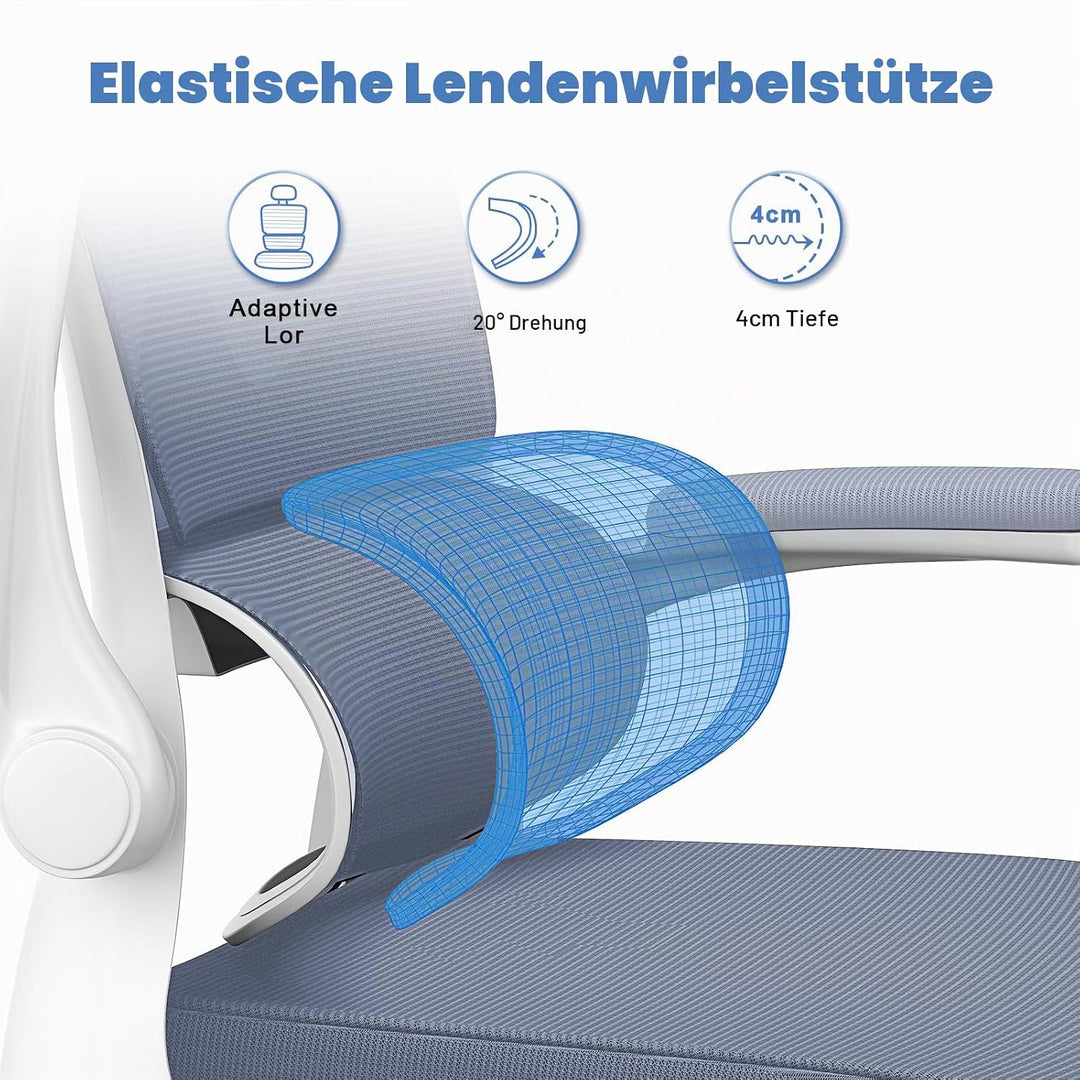 naspaluro Bürostuhl, Bürostuhl Ergonomisch mit Verstellbarer Kopfstütze, Armlehnen, Dynamischer Lord