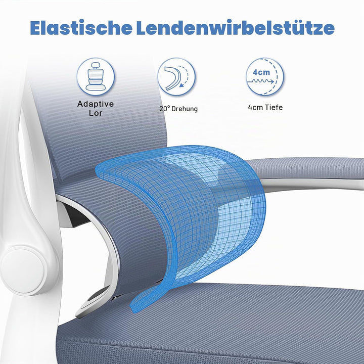 naspaluro Bürostuhl, Bürostuhl Ergonomisch mit Verstellbarer Kopfstütze, Armlehnen, Dynamischer Lord