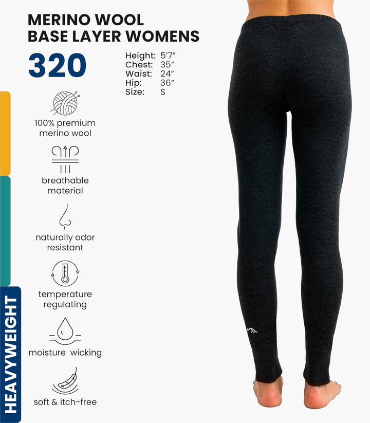 Merino Wolle Thermounterwäsche Damen - Merino Unterhose Damen Merino Leggings + Wollsocken XS 320 Ch