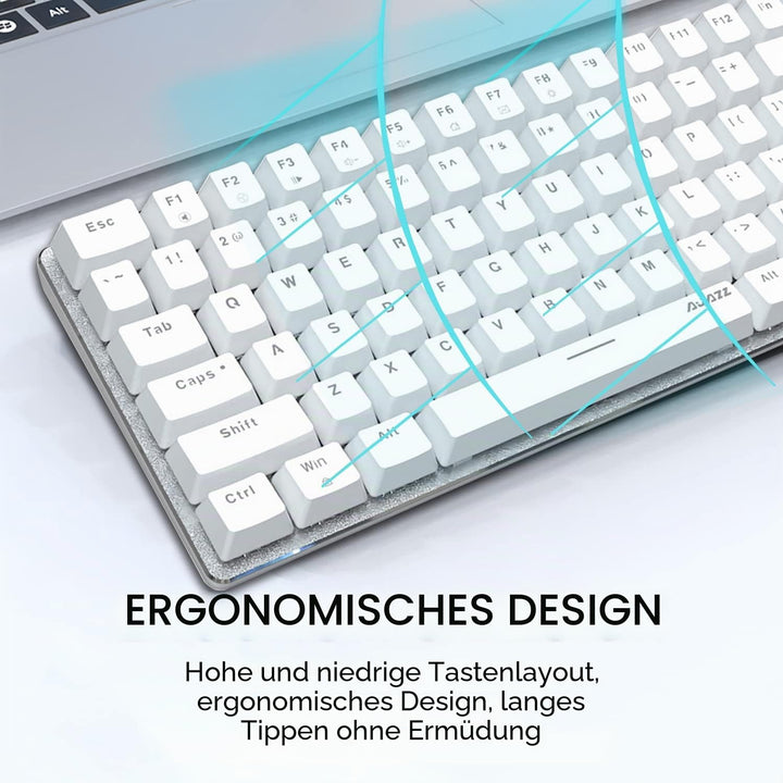 Hotswapple Gaming-Tastatur, 80% Mechanische Rote Schalter Keyboard mit weisse LED-Hintergrundbeleuch