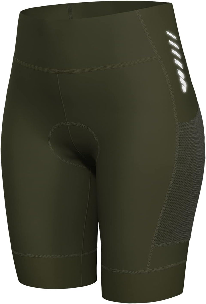 Lo.gas Radlerhose Damen Gepolstert,Fahrradhose Damen Radhose Kurze High Waist Elastische Radshorts A
