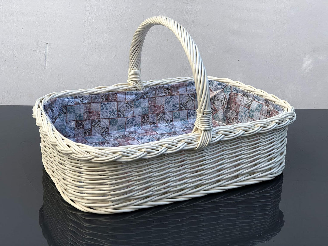 Tablett aus heller Weide mit Futter orientalisches Mosaik