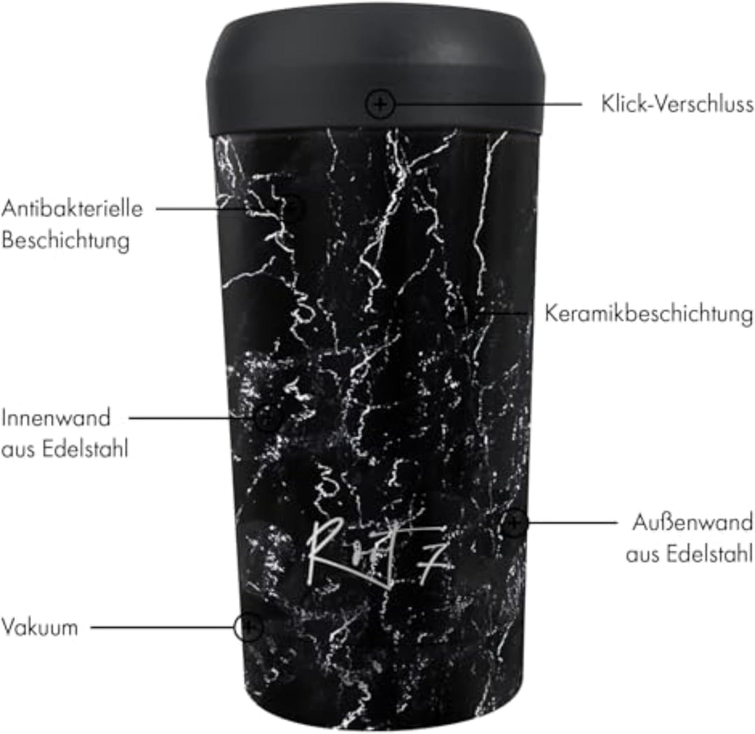 Root7 - Coffee Thermobecher 360ml Auslaufsicher - Isolierbecher Tee Becher, Termokaffeebecher To Go,
