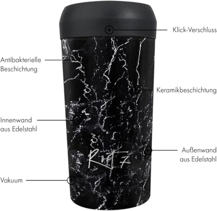 Root7 - Coffee Thermobecher 360ml Auslaufsicher - Isolierbecher Tee Becher, Termokaffeebecher To Go,
