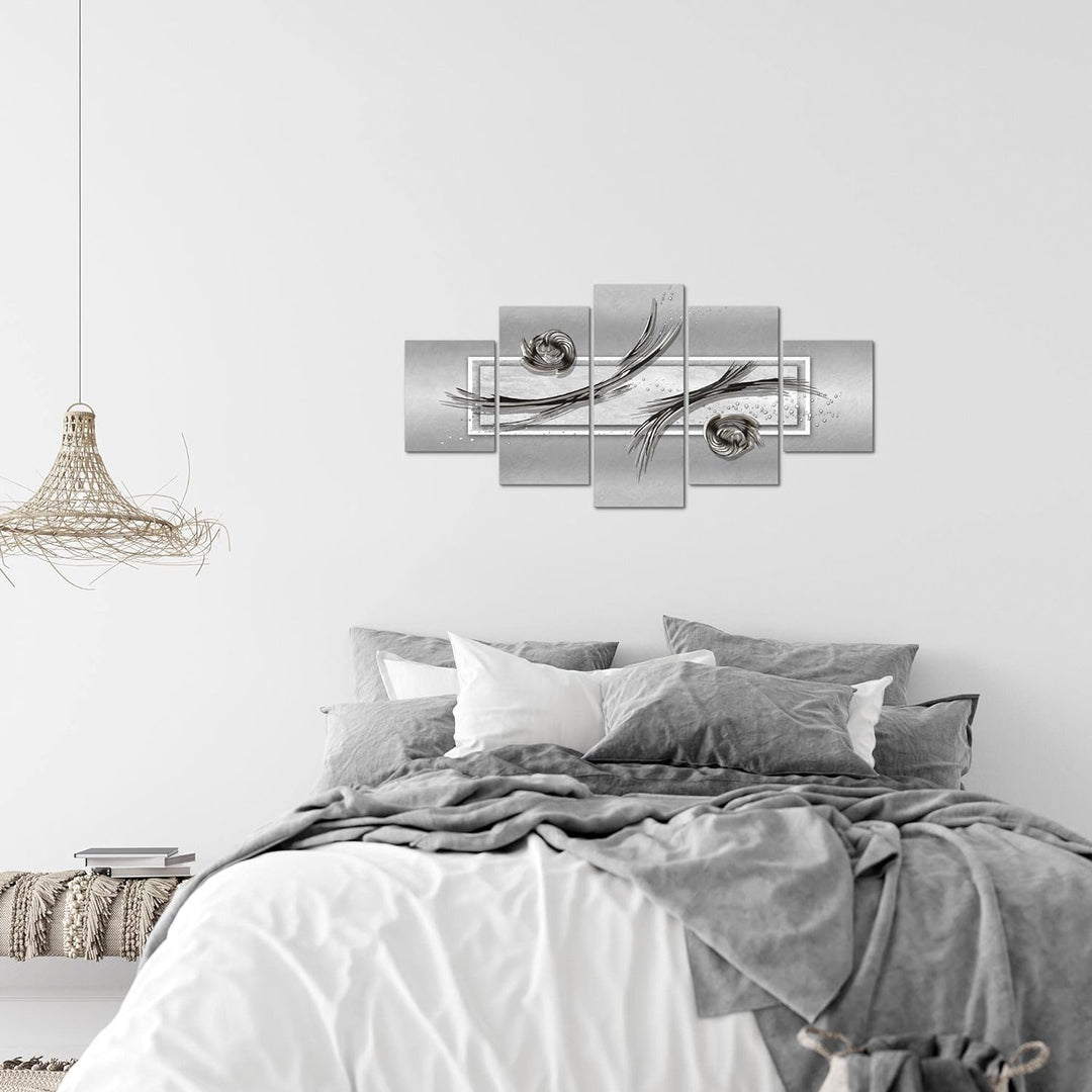 Runa Art Wandbilder Abstrakt 5 Teilig Bild auf Vlies Leinwand Deko Wohnzimmer Schlafzimmer Schwarz W