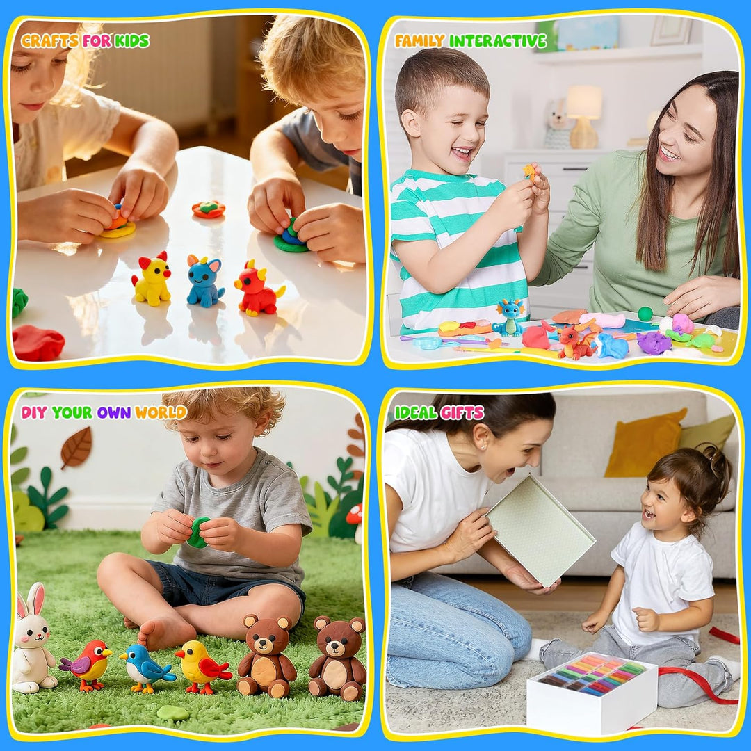 98 Beutel Knete, 48 Farbe Modelliermasse Lufttrocknend, Lufttrockener Knete für Kinder, Modelliermas