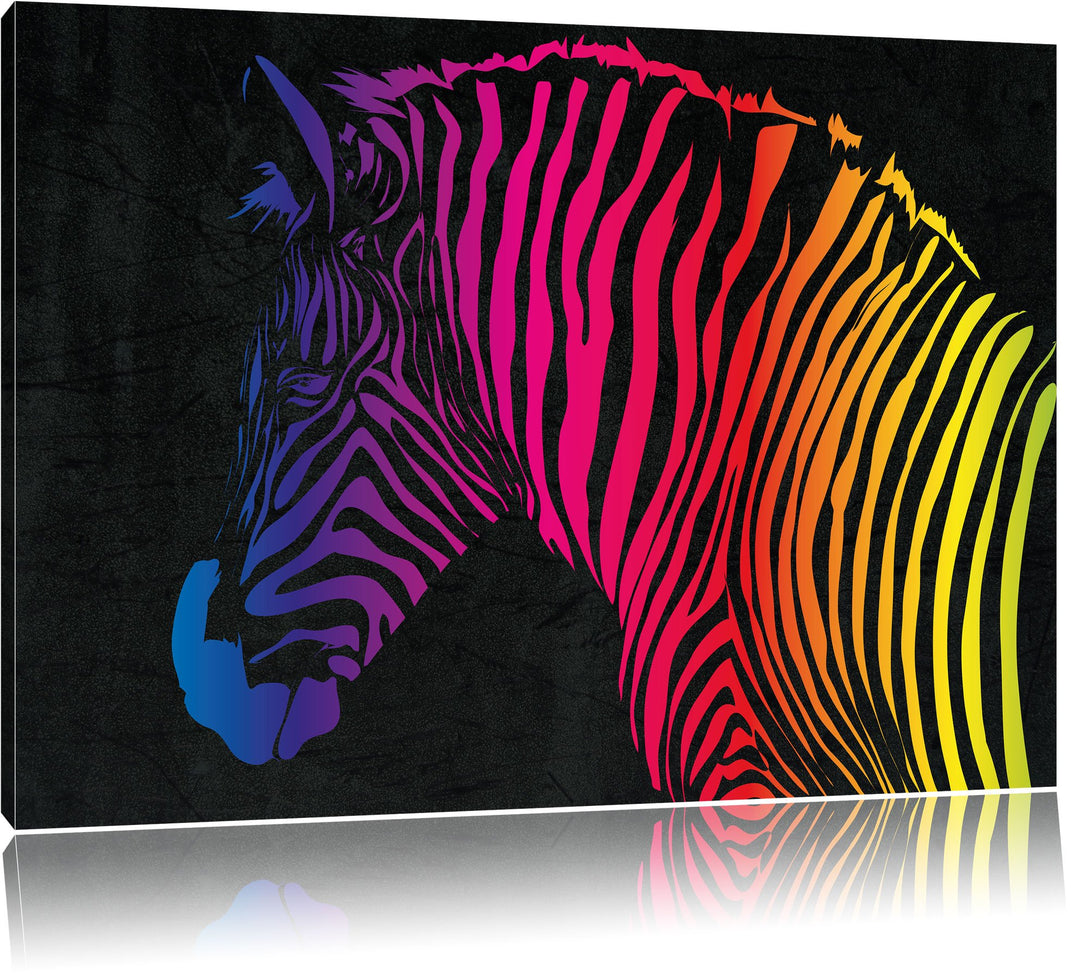 hübsches Zebra schwarz, Format: 100x70 auf Leinwand, XXL riesige Bilder fertig gerahmt mit Keilrahme