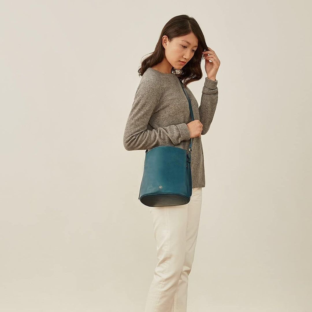 Maxwell Scott Personalisiert Hochwertige Leder Bucket Bag Handtasche Palermo Petrol, Petrol