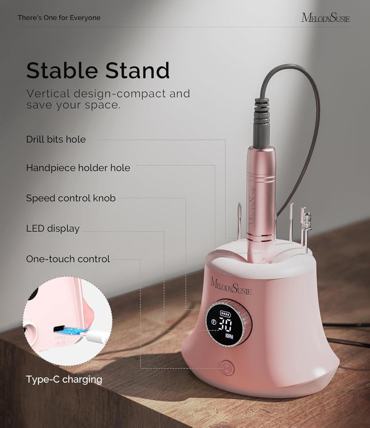 MelodySusie Elektrischer Nagelfräser, SC320G 30000U/MIN Professionelles Nagelfeilen-Bit & Schleifbän