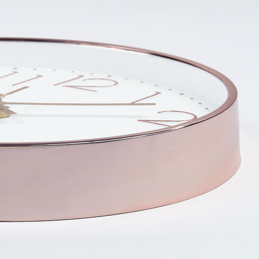 Lafocuse 3D Ziffern Lautlos Wanduhr Rosegold, 30cm Modern Leicht Ablesbar Küchenuhr, Ohne Tickgeräus