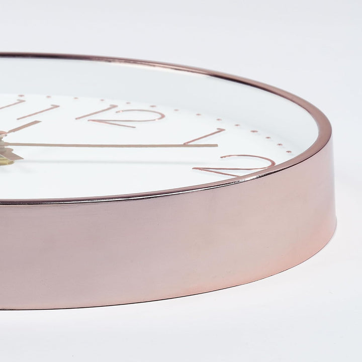 Lafocuse 3D Ziffern Lautlos Wanduhr Rosegold, 30cm Modern Leicht Ablesbar Küchenuhr, Ohne Tickgeräus