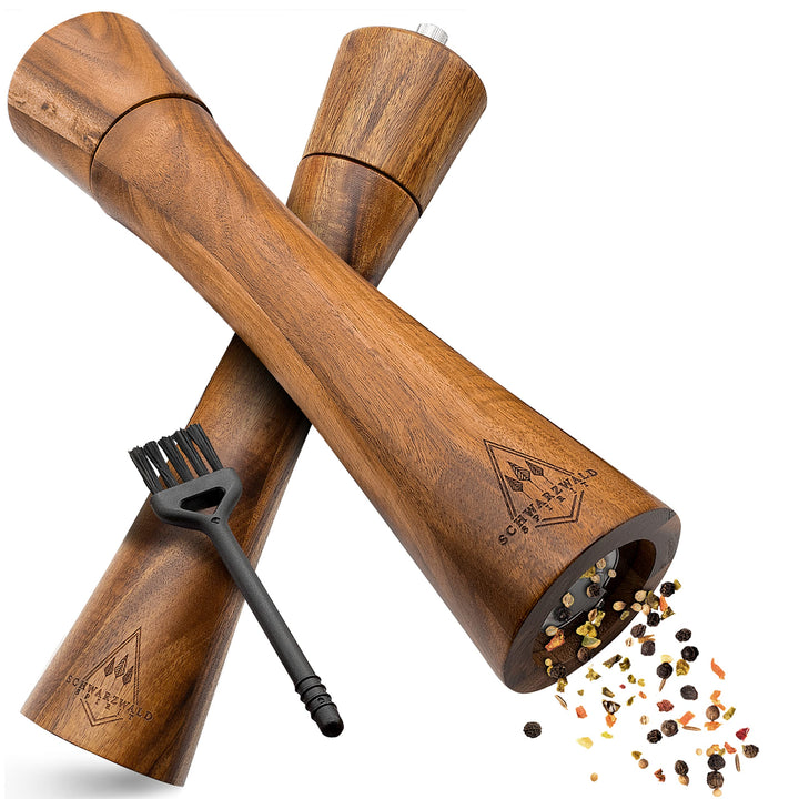 Salz und Pfeffermühle Holz Gross (25,5cm) - 2er Set mit Pfeffer und Salzmühle - Gewürzmühle mit Kera