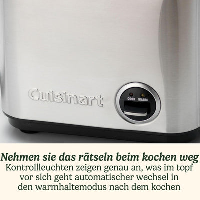 Cuisinart Reiskocher mit Aufsatz zum Dampfgaren für 12 Portionen, 1L Fassungsvermögen, CRC800E,