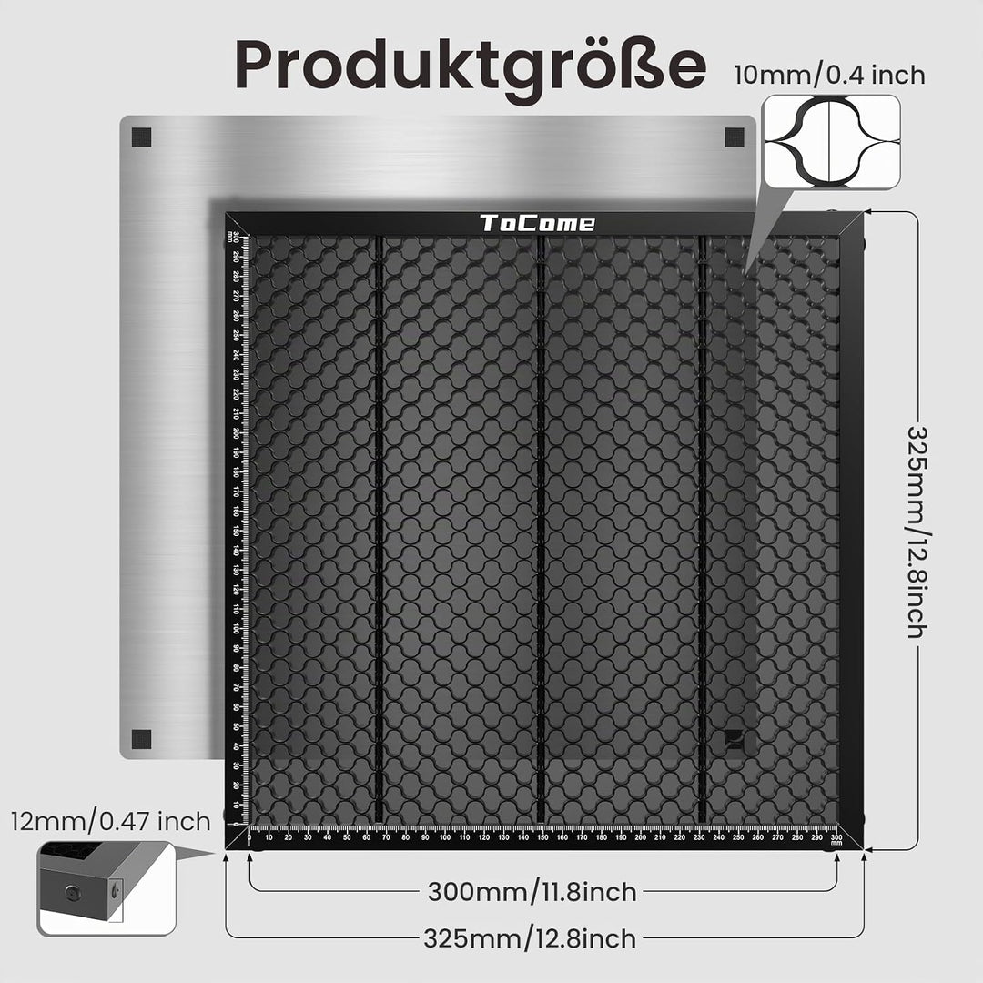 Tocome 300 x 300mm Waben Laser Arbeitstisch 12" x 12" Stahl Wabentisch für Lasergravierer 300x300mm,