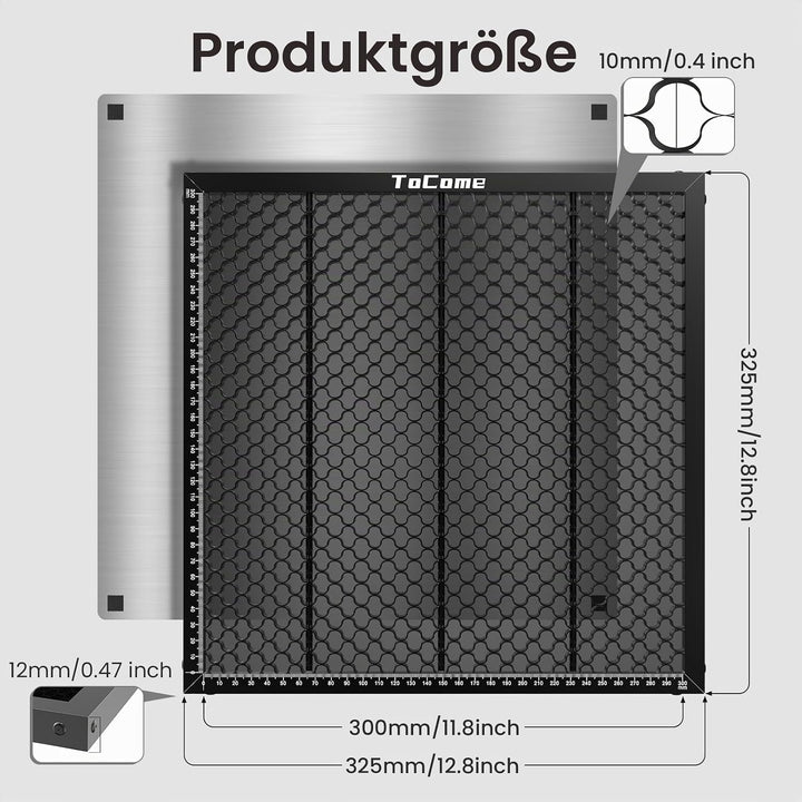Tocome 300 x 300mm Waben Laser Arbeitstisch 12" x 12" Stahl Wabentisch für Lasergravierer 300x300mm,