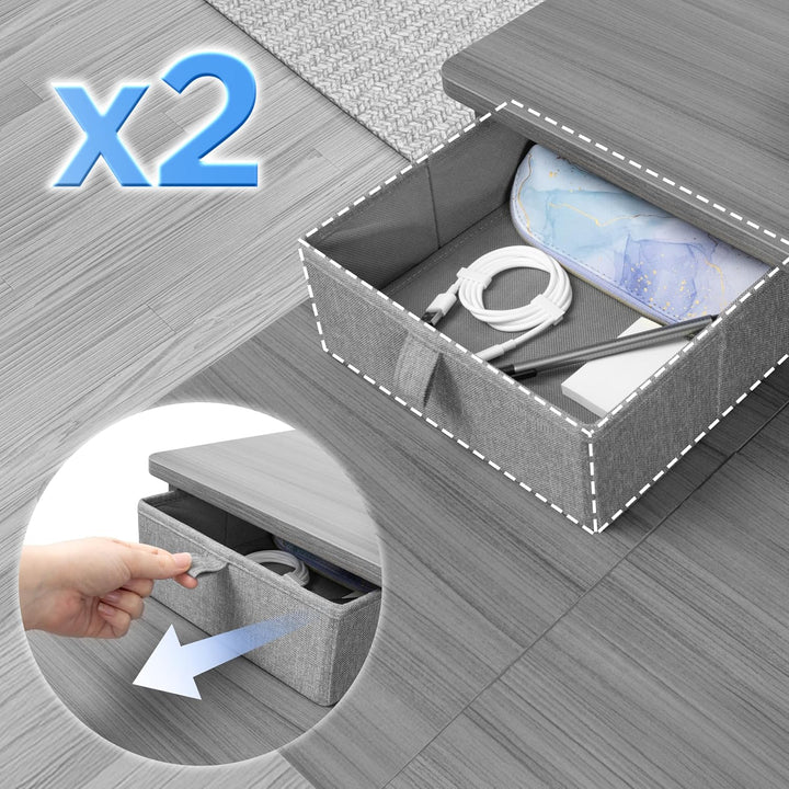 Duronic DD2 GY Schreibtischaufsatz für 2 Monitore, Schreibtisch Erweiterung mit Schubladen, 120 x 25