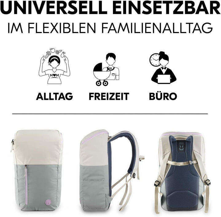 hauck Pack N Walk, Beige Sage - Wickelrucksack und Wickeltasche 22 Liter mit Innentaschen, Aussenfäc
