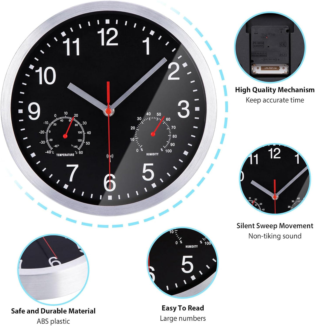 25cm Funkuhr Wanduhr Ohne TickgeräUsche Lautlos Quarz Batterie Betriebene Gross Wanduhr Einfach zu L