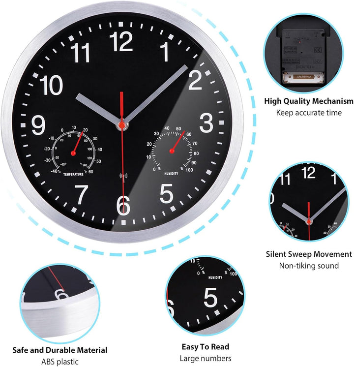 25cm Funkuhr Wanduhr Ohne TickgeräUsche Lautlos Quarz Batterie Betriebene Gross Wanduhr Einfach zu L