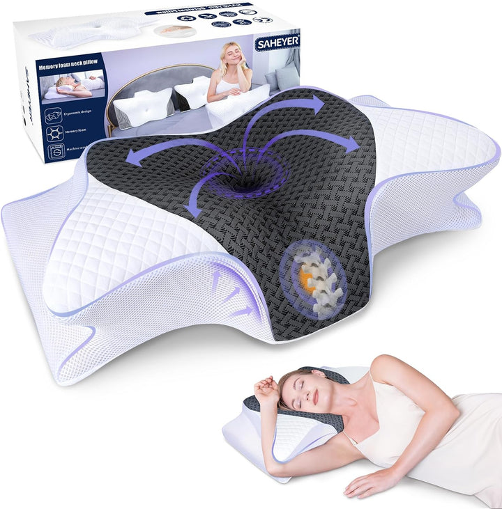 SAHEYER Nackenkissen, Memory Foam Kissen Seitenschläferkissen Ergonomisches Orthopädisches Nackenstü