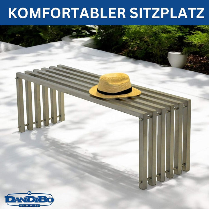 DanDiBo Gartenbank Wetterfest Metall Edelstahl Massiv 115 cm Sitzbank Outdoor Garten 96607 Parkbank