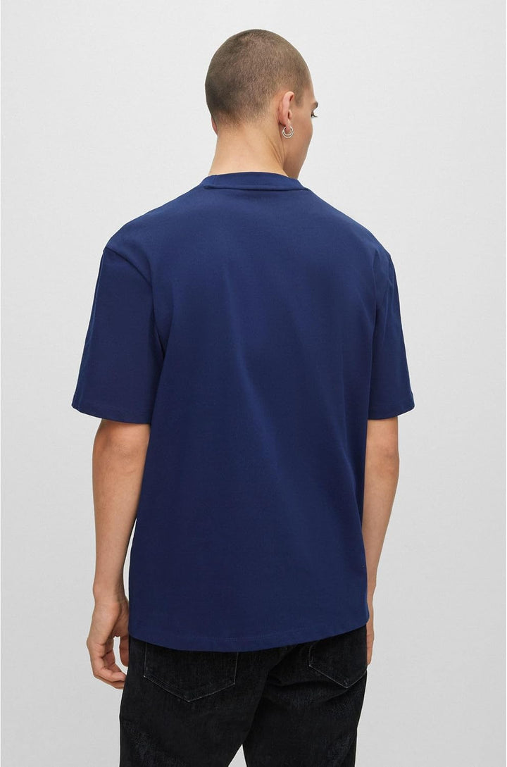 HUGO Herren Dapolino Relaxed-Fit T-Shirt aus Baumwoll-Jersey mit Logo-Print M Navy412, M Navy412