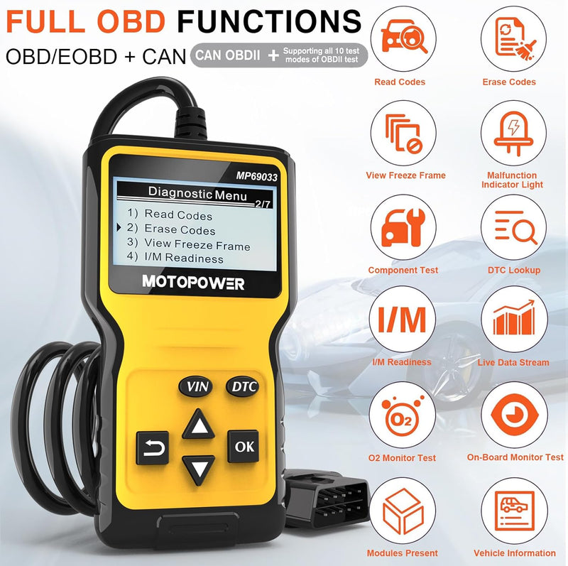 MOTOPOWER MP69033 Auto OBD2 Scanner Codeleser Motor-Fehlercode-Leser Scanner CAN Diagnosegerät für a