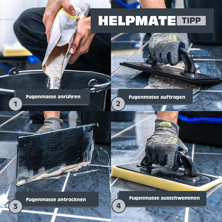 HELPMATE Fliesenwaschset 7-teilig 18 Liter Kunststoff Eimer, Doppelrollenaufsatz, Fliesenwaschbrett,