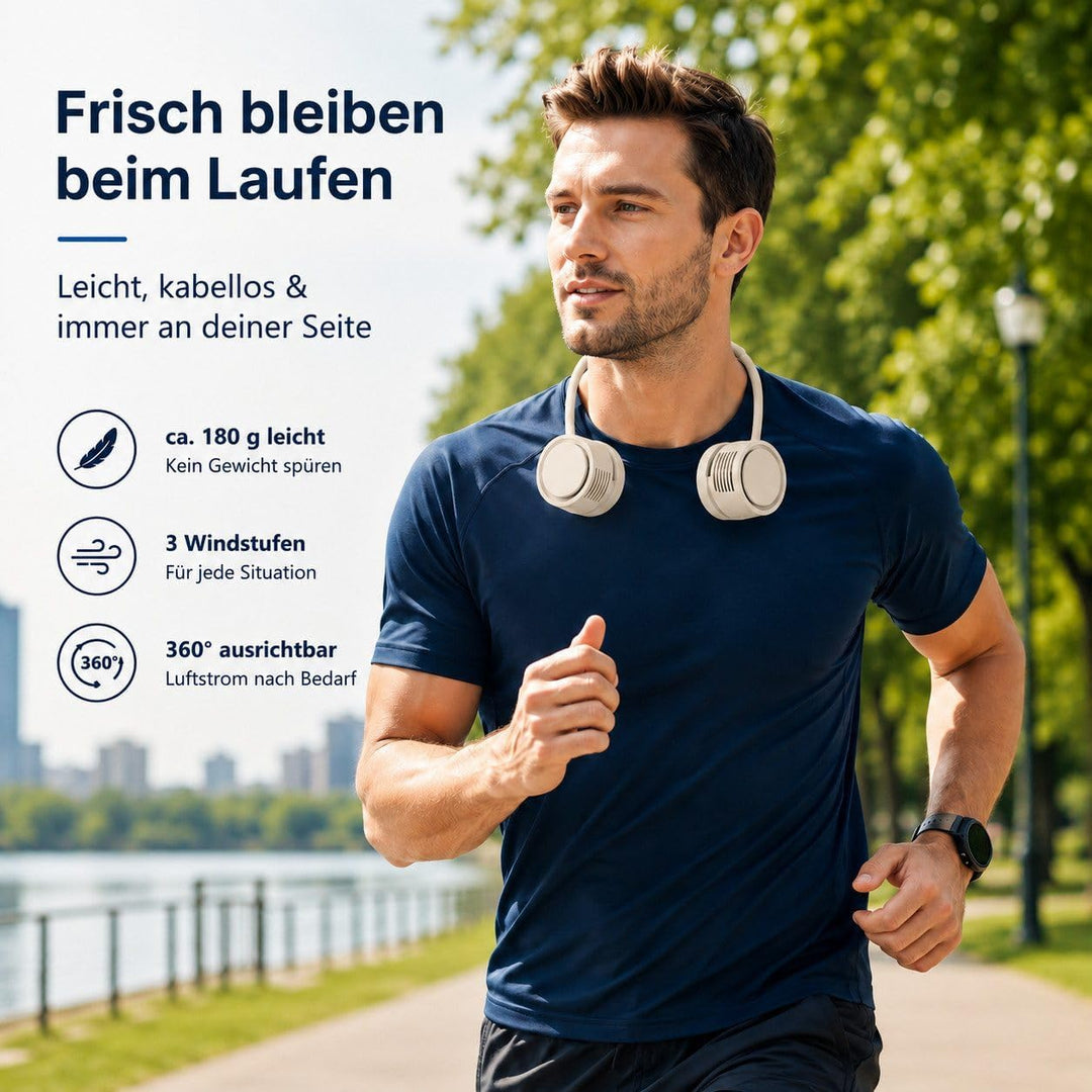 Nackenventilator tragbar USB-C, 180 g Halsventilator kabellos mit 3 Windstufen, Aromafunktion, flexi