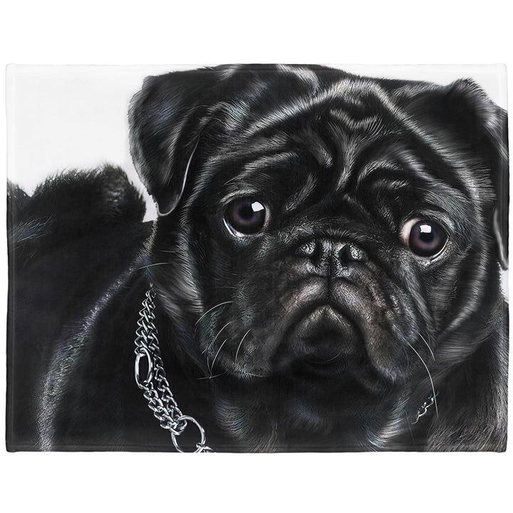 Decke Schwarzer Mops Kuscheldecken Weich Flanell Fleecedecke Bettüberwurf(150x200cm) 150 x 200 cm, 1