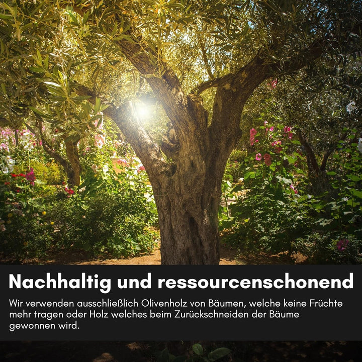 FiguraSanta Mörser aus Olivenholz mit Stössel - Handgefertigter Gewürz- &amp; Kräutermörser - Hochwertig