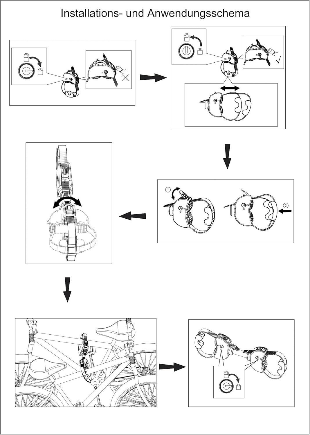 Strap-Rahmenhalter beidseitig für Fahrradträger ebike – Sichere und Flexible Befestigung Verstellbar