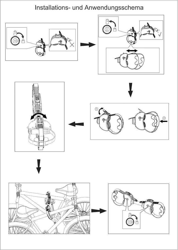 Strap-Rahmenhalter beidseitig für Fahrradträger ebike – Sichere und Flexible Befestigung Verstellbar