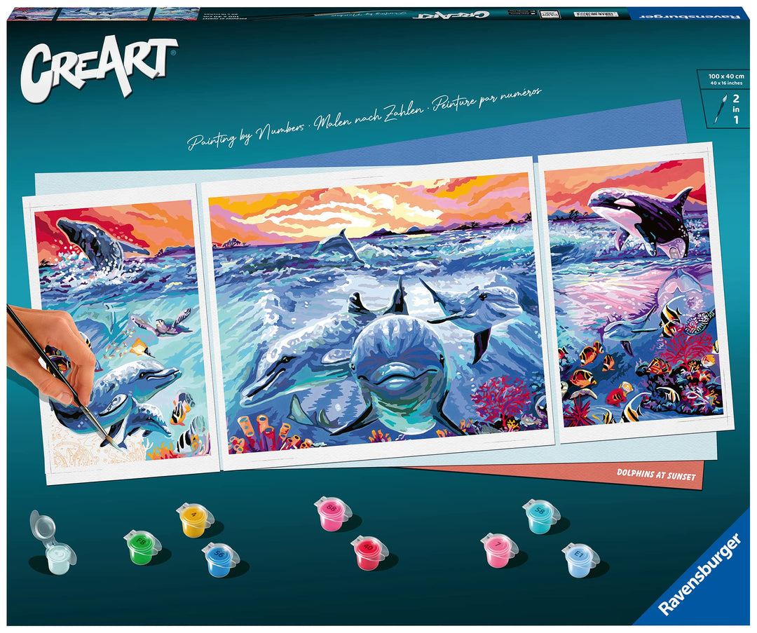 Ravensburger CreArt 23577 - Farbenfrohe Unterwasserwelt - Triptychon Malen nach Zahlen Erwachsene, D
