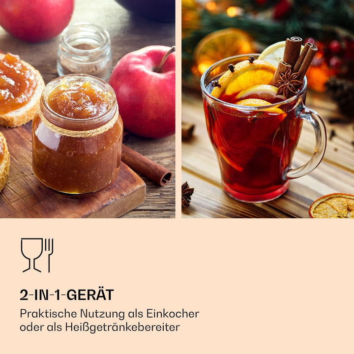 Klarstein Einkochautomat mit Hahn, 25L Glühweinkocher, Edelstahl-Glühweinkocher mit Zapfhahn, Grosse