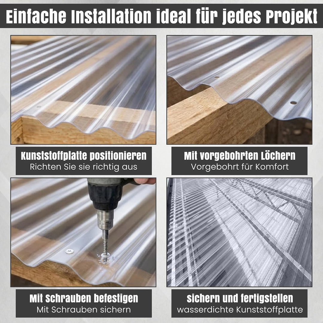 LP Projekt Trapez Wellplatten 90x400 cm - 10er-Set robust & leicht-Dachplatten | UV-beständig & wett