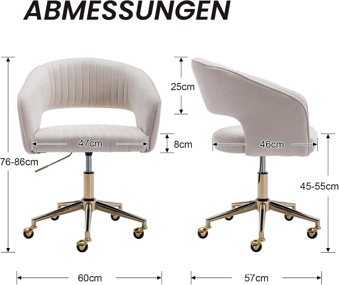chairus Verstellbarer Bürostuhl Zuhause aus Chenille Computer Drehsessel Moderner Schminktischstuhl