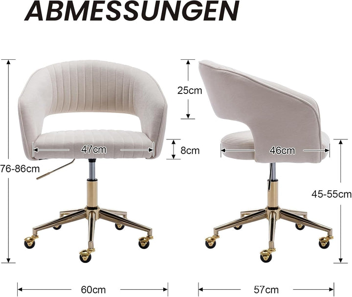 chairus Verstellbarer Bürostuhl Zuhause aus Chenille Computer Drehsessel Moderner Schminktischstuhl