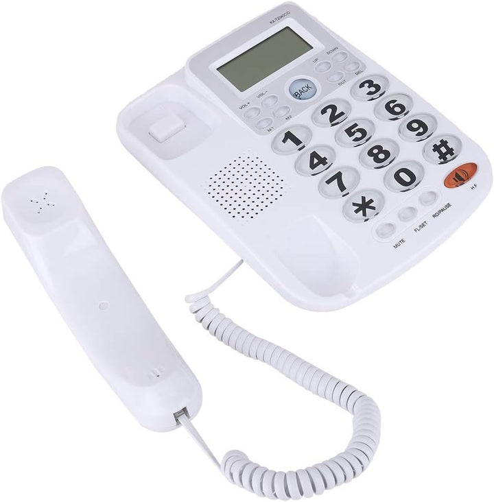 ASHATA Schnurgebundes Telefon, Schnurtelefon LCD Display Desktop Telefon mit Grosse Tasten,Freisprec