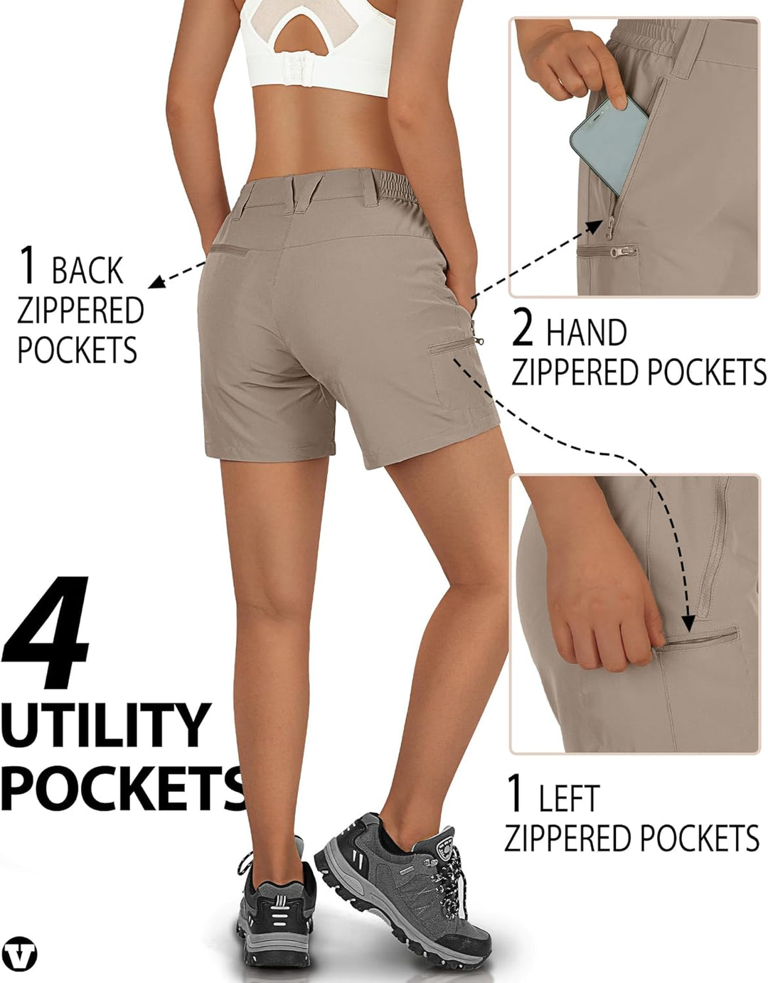Outdoor Ventures Kurze Hose Damen UPF50+ UV Schutz Wander Shorts Sommer Leicht Trekking Shorts Stret