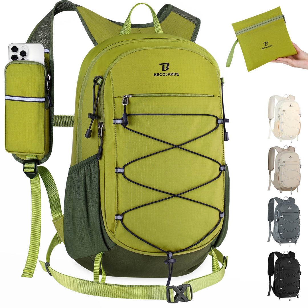 BECOJADDE 20L Kleiner Wanderrucksack Tagesrucksack Herren Damen Leichter Faltbarer Rucksack mit Brus