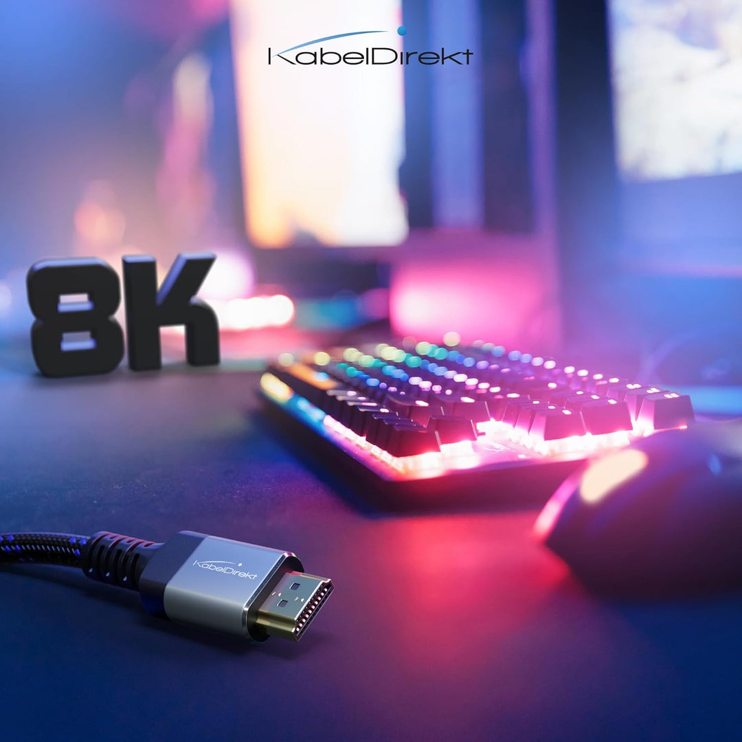 KabelDirekt – 4K HDMI-Kabel – 10m – In Deutschland entwickelt, bruchfester Nylon-Mantel & robuste Me
