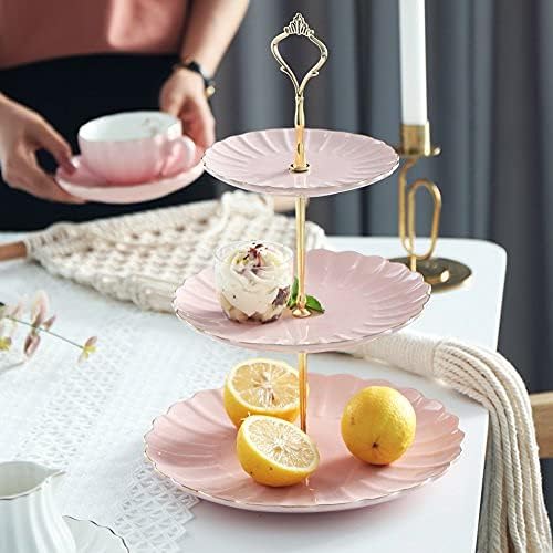 Sweejar Home 3-stöckiger Keramik-Kuchenständer, abgestufter Hochzeits-Dessert-Cupcake-Ständer für Te