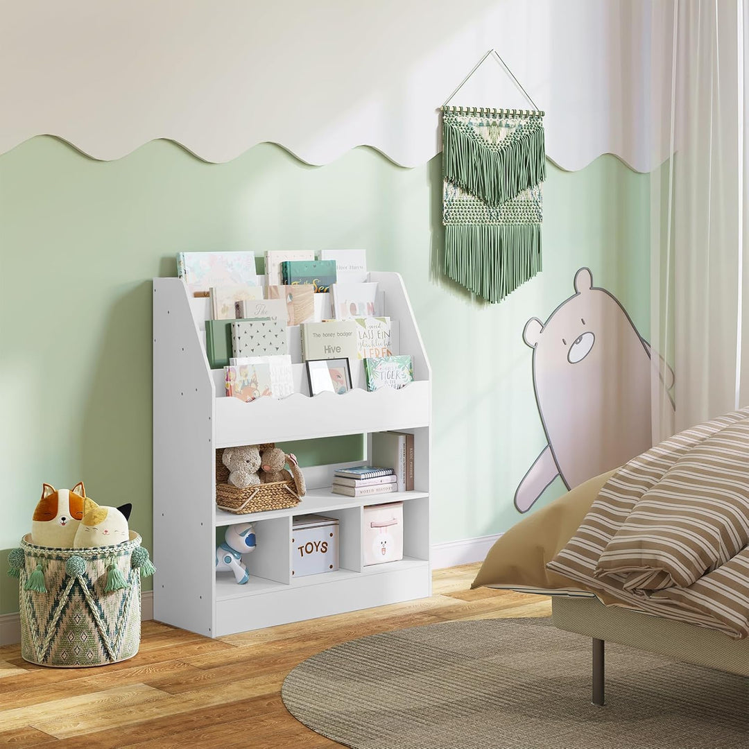 WOLTU Bücherregal Kinder, Kinderregal, weisses Regal Kinderzimmer, mit 6 Fächern, Spielzeugregal, Mo