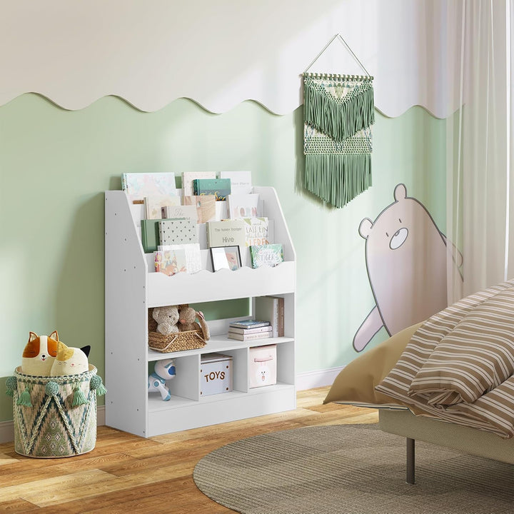 WOLTU Bücherregal Kinder, Kinderregal, weisses Regal Kinderzimmer, mit 6 Fächern, Spielzeugregal, Mo