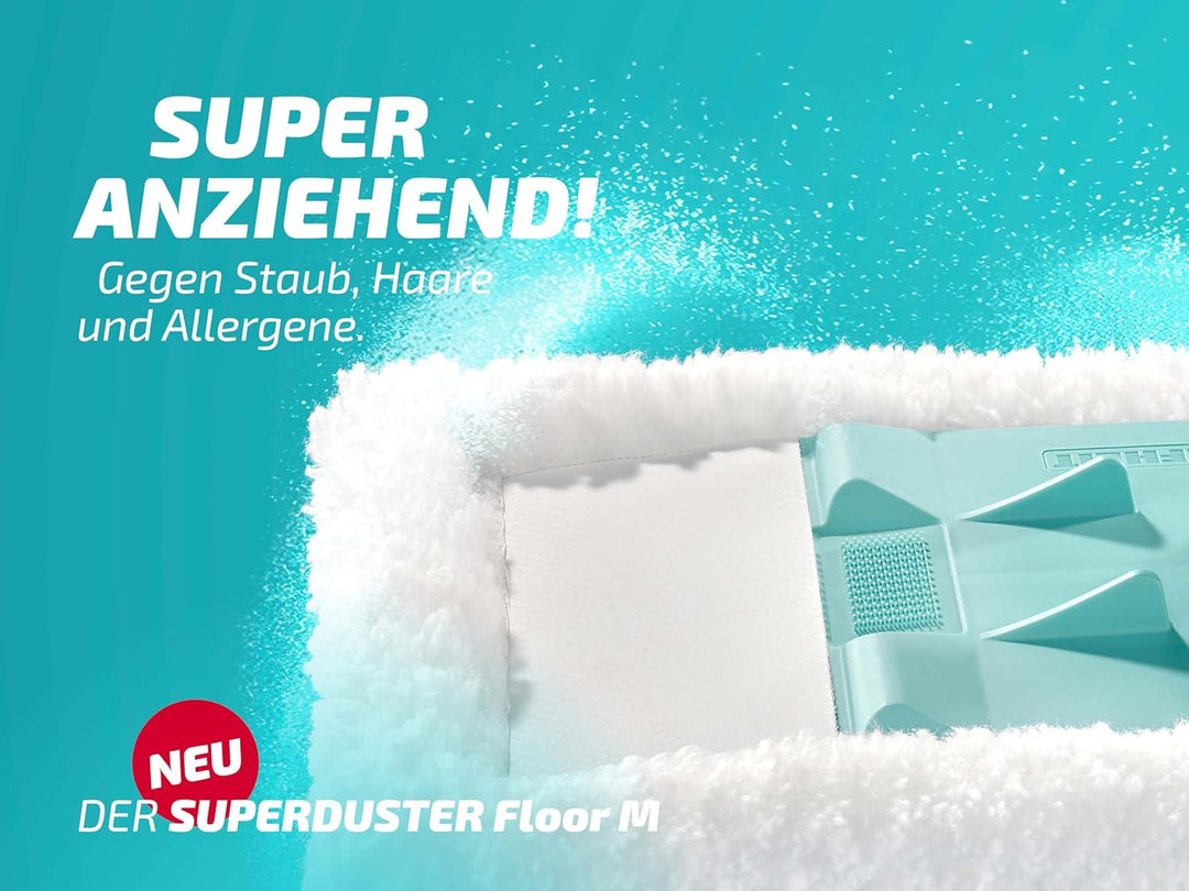 Leifheit SUPERDUSTER Floor M Staubbezug 2er Set, waschbarer Staubmopp für Bodenreinigung, trocken ei