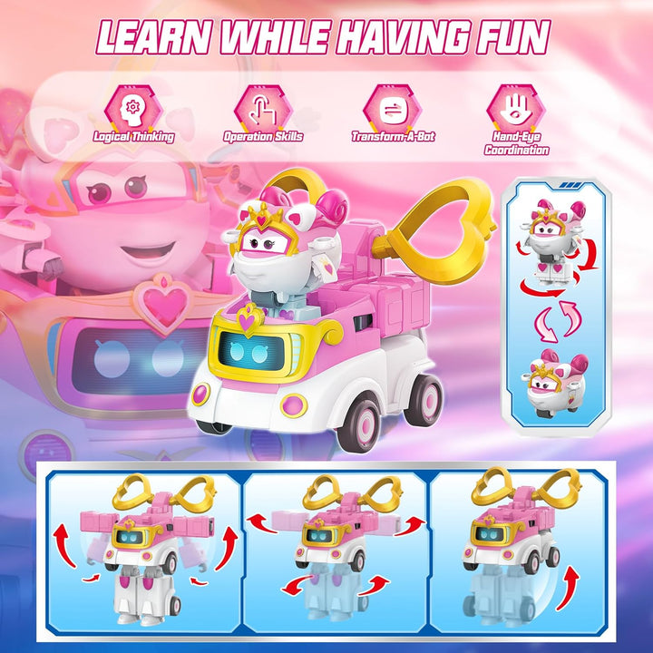 Super Wings Verwandlungsroboter Sara, 15,5 cm gross, 2-in-1 Verwandlungsroboter Fahrzeugspielzeug, m