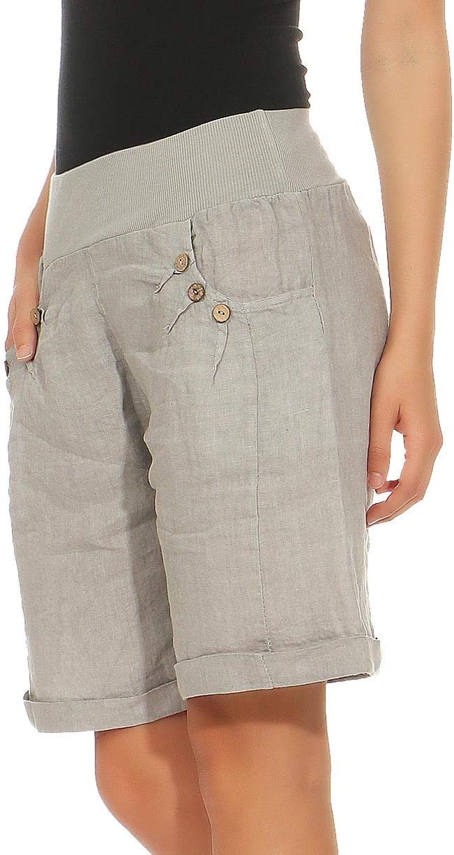 Malito Damen Bermuda aus Leinen | Shorts für den Strand | lässige Kurze Hose | Pants - Hotpants 8024