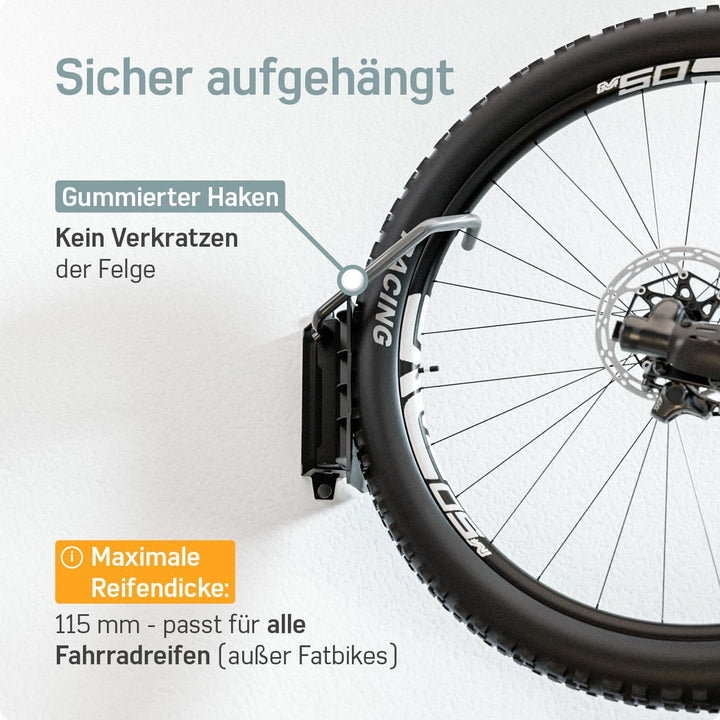 Borgen Fahrrad Wandhalterung Schwenkbar bis 35kg - Platzsparende Fahrradhalterung Wand Vertikal - In